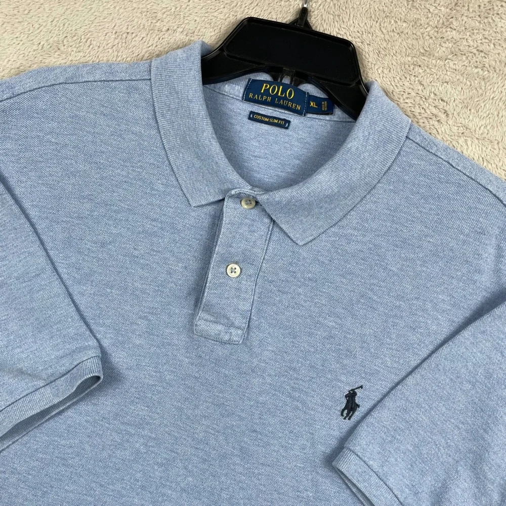 Polo Ralph Lauren Shirt Mens XL Blue Black Pony Slim Fit Short Sleeve Office